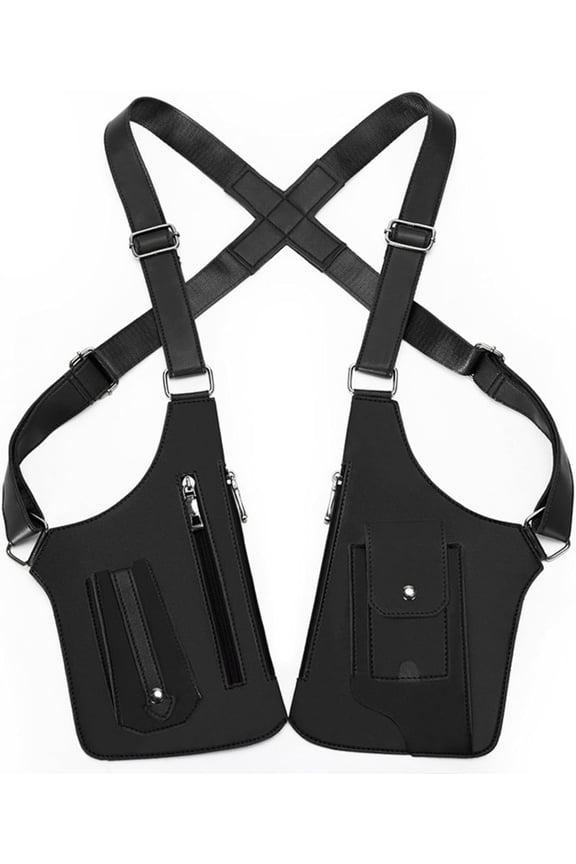 Double Shoulder Armpit Bag, Premium Leather Adjustable Underarm Shoulder Bag with Hidden Shoulder Strap Compartments