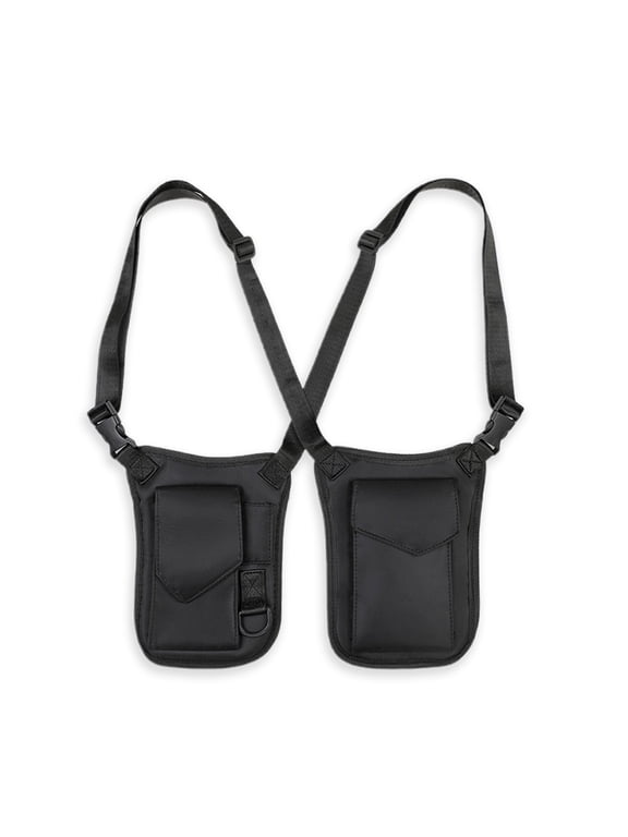 Double Shoulder Strap Backpack for Men Anti Theft Shoulder Bag Lightweight Underarm Bag with Hook & Loop Closure and Coin Purse for Running Gym