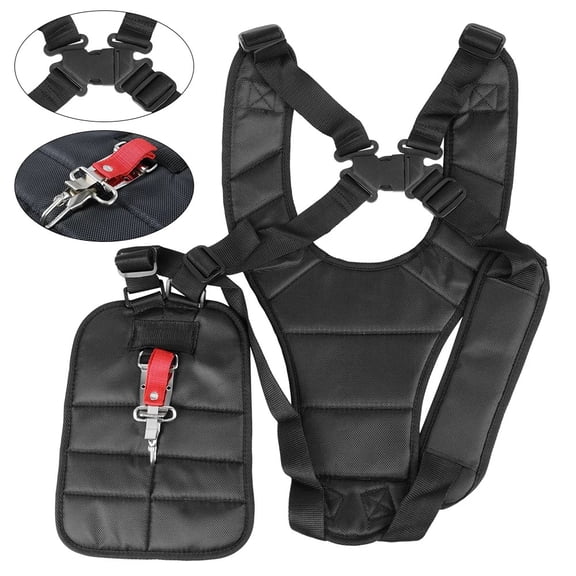 Double Shoulder Trimmer Harness Strap Padded Brush Cutter Support Belt Adjustable Nylon Shoulder Harness for Weed Eater String Trimmer Grass Cutter Lawn Equipment Support
