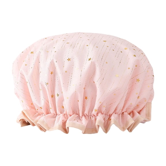 Double Shower Caps Waterproof Hair Caps Hot Gold Printeds Terylene Cotton Shower Caps Bathing Women