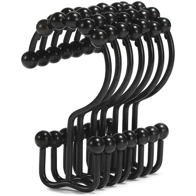 Double Shower Curtain Hooks, Set of 20 Hooks, Rust Resistant Shower
