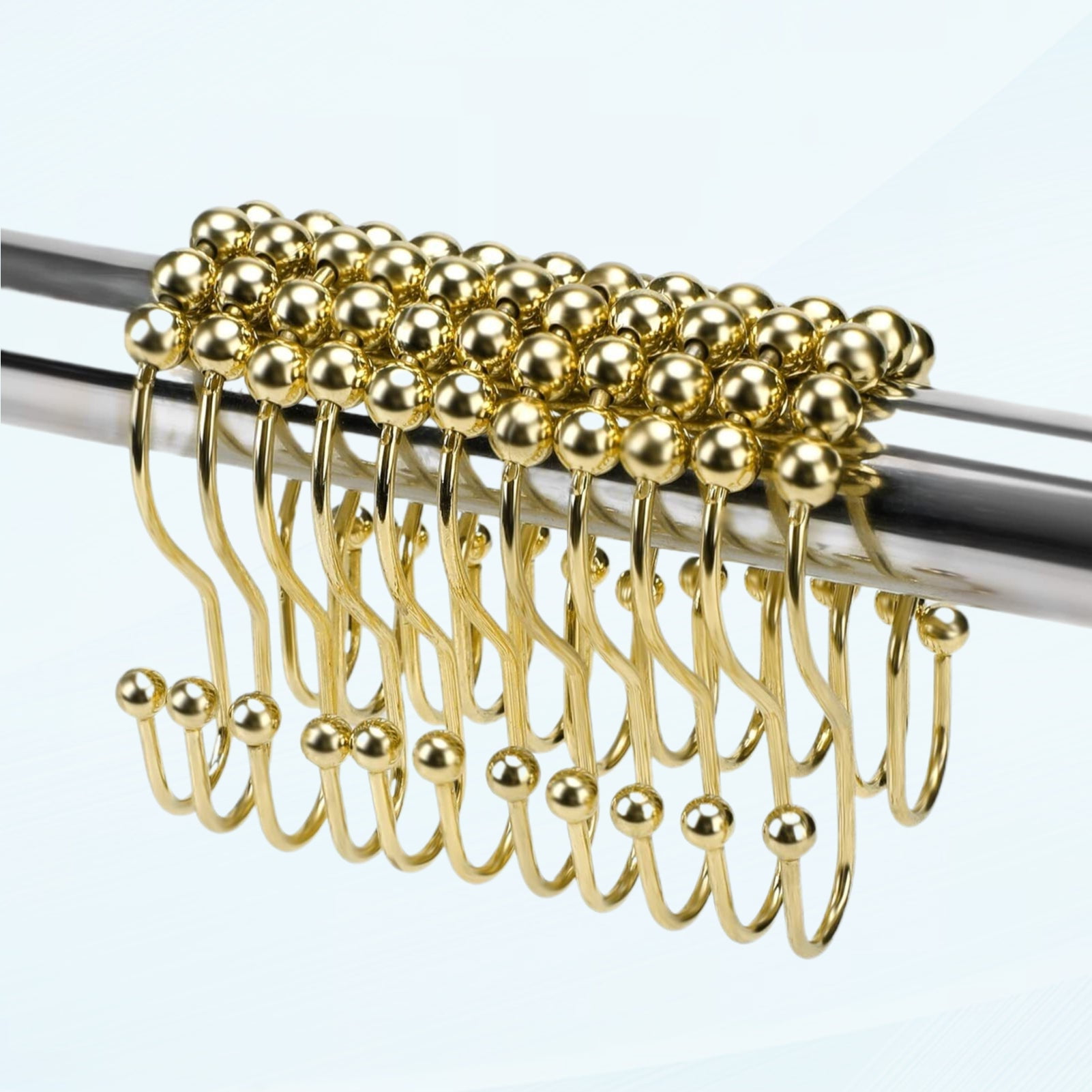 Double Shower Curtain Rings, Set of 14, Stainless Steel, Diameter 3 x 1