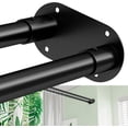 thumbnail image 1 of Double Shower Curtain Rod, Adjustable 28 to 76 Inches Wall Mounted Double Shower Rod Rustproof, Black Shower Curtain Pole for Bathroom, Laundry Room, Bathtub and more, 1 of 3