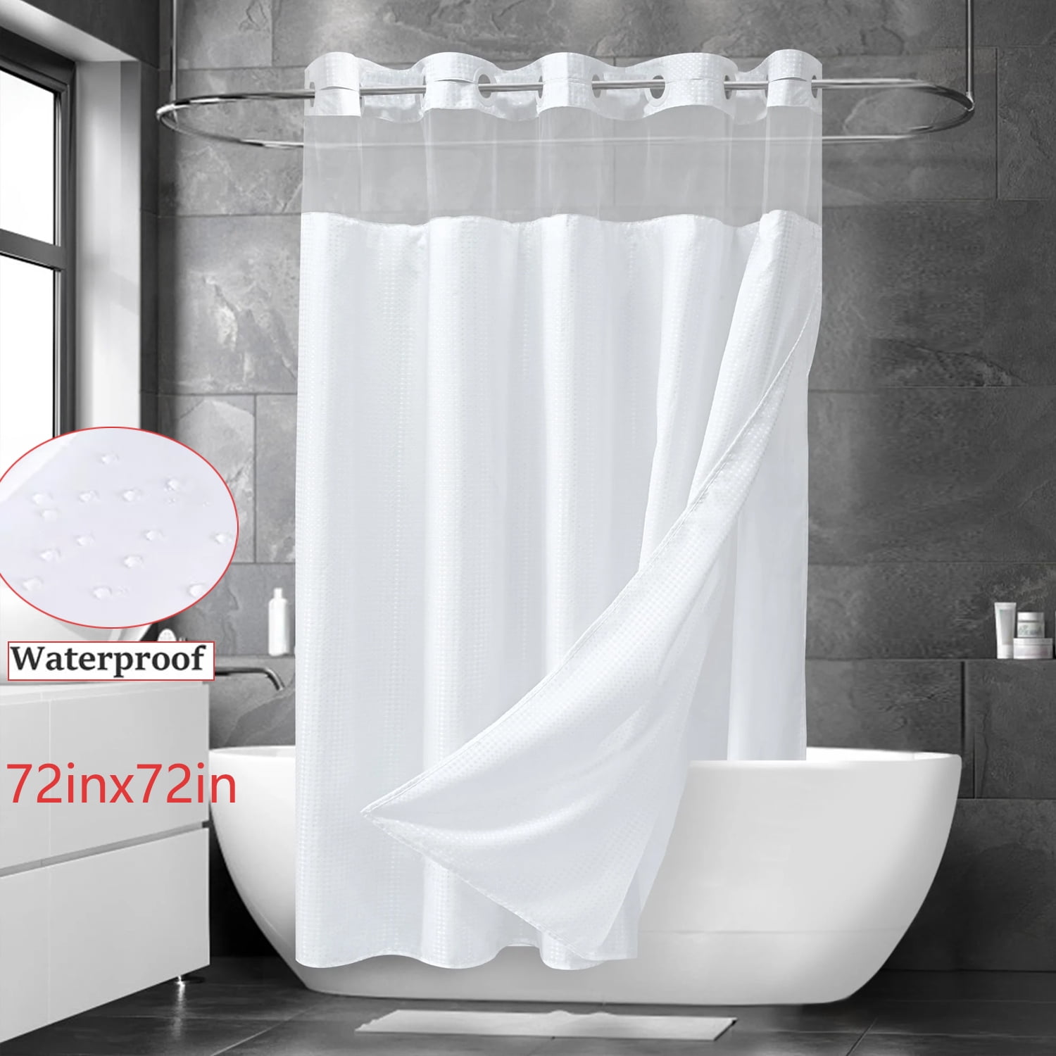 Double Shower Curtain，Waterproof Shower Curtain Set，Machine Washable