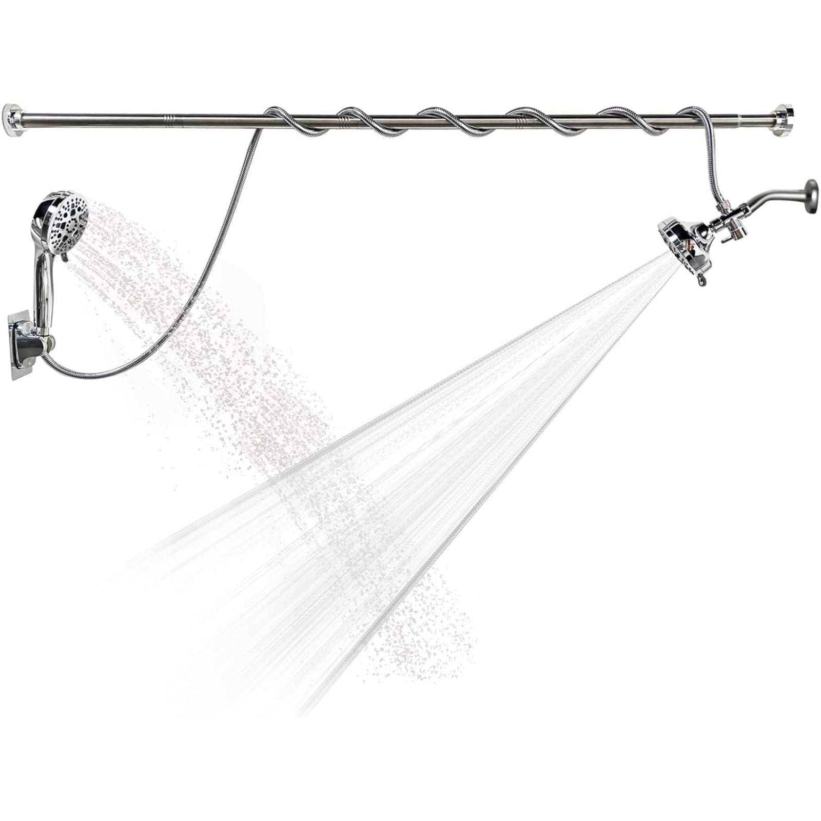 Double Shower Head, Dual Shower Head for Couples, High Pressure and Adjustable Tandem Shower Head System for Two People