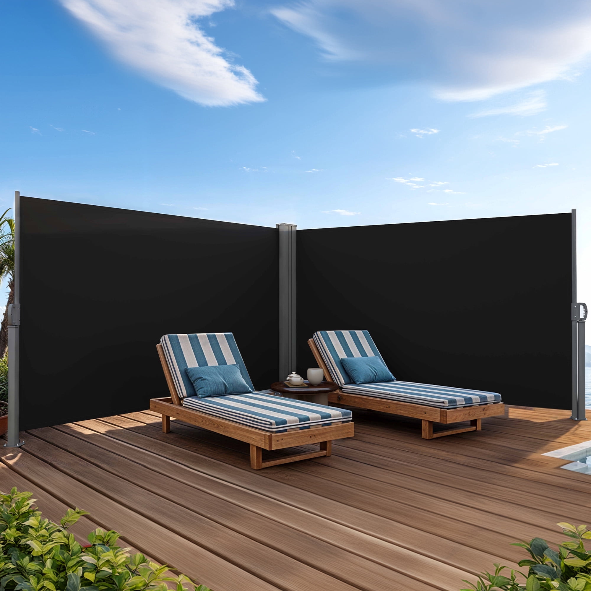 DEXTRUS Retractable Double Side Awning Privacy Screen & Fence Polyester, Polyurethane, 236''X 70''