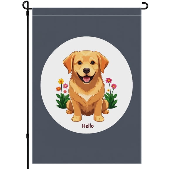 Double-Side Cute Dog Face Garden Flag Durable Happy Smile Seasonal Floral Puppy Stickers Chic Garden Flag 28x40in Golden Retriever Washable Yard Flags for Porch Balcony Front Door Patio Deco