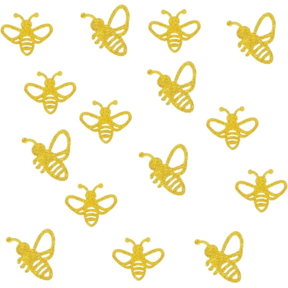 Double Side Gold Glitter Paper Bumble Bee Confetti Bee Paper Scatter Table Confetti for Birthday Party Baby Shower Bee Theme Party Decoration, 100pcs