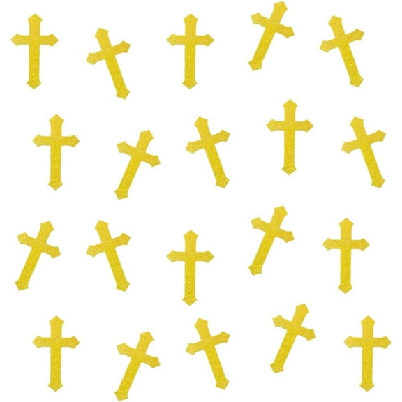 Double Side Gold Glitter Paper Cross Confetti God Bless Paper Scatter Table Confetti for Birthday Party Baby Shower Anniversary Wedding First Communion Baptism Party Decoration, 100pcs