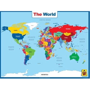 Double Side Laminated World Map Poster - Educational For Adults And Kids 17 x