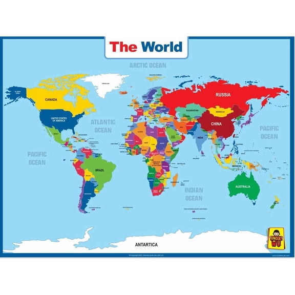 Double Side Laminated World Map Poster - Educational For Adults And Kids 17 x