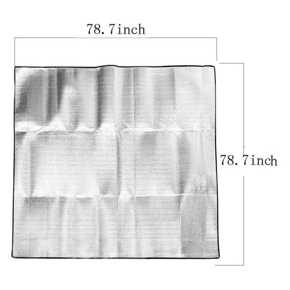 Double Side Large Picnic Blanket 200x200cm, Waterproof Portable Foldable Aluminum Foil, Thermal Insulation, with Carry Bag, for Hiking Camping Beach BBQ, Silver
