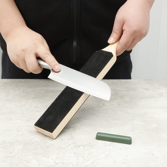 Double Side Leather Strop Practical Leather Strop Kit Portable Stropping Block Kit Leather Stropping Block with Polishing Compound for Sharpening and Honing