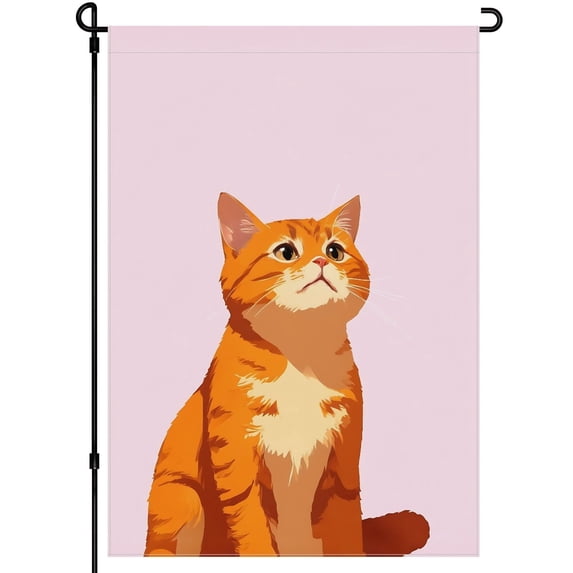 Double Side Love Cat Garden Flag for Outdoor for Balcony Yard Backyard Garden Decoration - Kitten Garden Flags Cartoon Style Cute Cat Fluffy Cat House Flag - 28x40 Inches