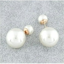 Double Side Pearl Stud Earrings White Big & Small Pearl Classic Woman Jewelry