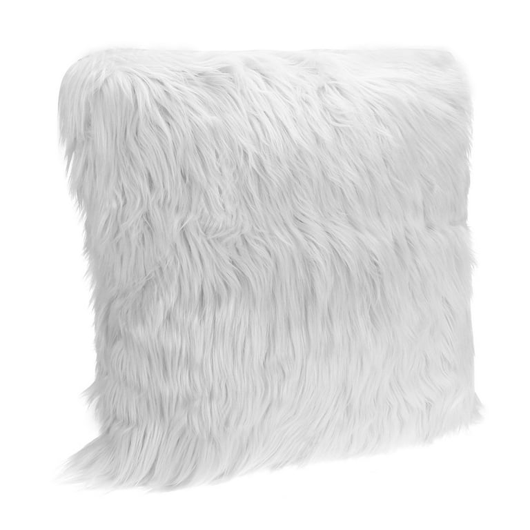 Fur Throw Pillows Fluffy Pillow Covers, Set of 2 Faux Plush Cushion Merino  Pillows Case Couch Bed Living Room Car Chair 18x18