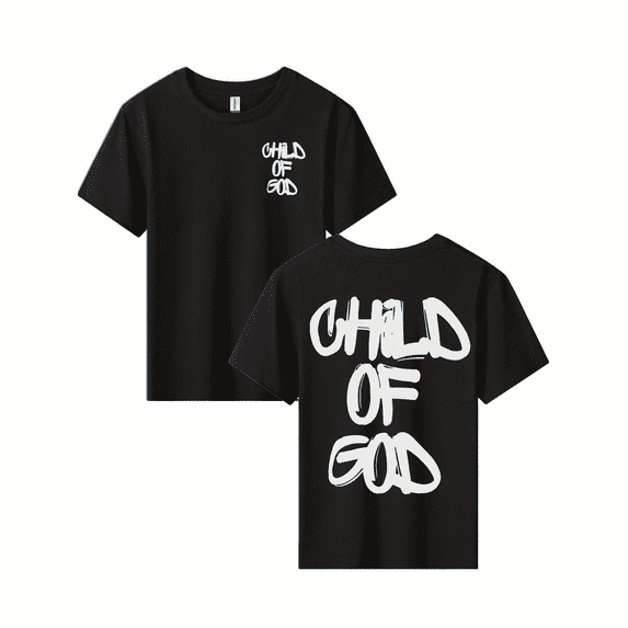 MAWOTEA [Double Side Print]Colorful Jesus Themed Graphic Print T-Shirt Double Sided,Casual Crew Neck Short Sleeve Top For Kids Boys And Girls