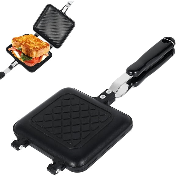 Double Side Sandwich Maker Camping Toastie Grilled  Maker Pan with Non-Stick Plates  Flip Cheese Makers Frying Pan Sandwich Toaster Press Waffle Makers for Kitchen Breakfast Camp