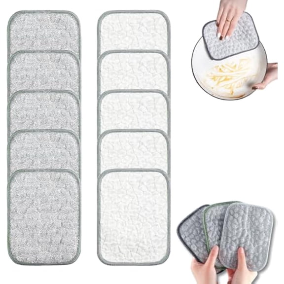 Double-Side Scratch-Free Wire Dishcloth, Non Scratch Wire Dishcloth, Reusable Diamond Weave Scrubber Cloths for Washing Dishes, Steel Wool Cleaning Cloths (10, Gary)