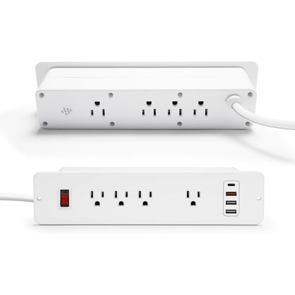 Double Side USB C Recessed ,Countertop Plugs 8 Outlets 4 USB Ports, PD 20W Flush Mount Desk Plug Station Flat Plug Mountable Power Socket Build into Furniture, Drawer, Table,Cabinet
