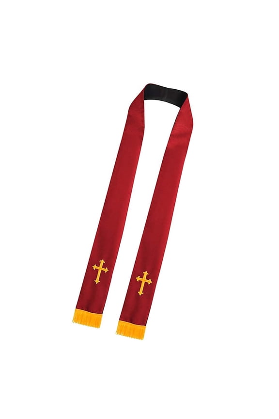 Double Side Wear Religious Stole With Embroidered Crossed Symbol Clergy Shawl For Pastors Priests Men Women Church Apparel