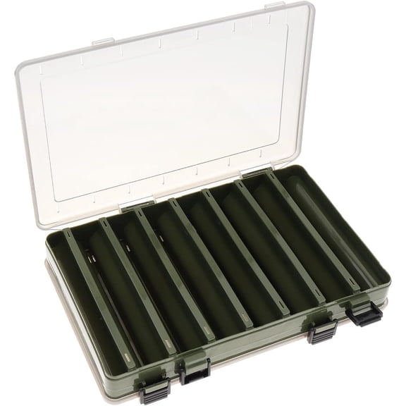 Double Sided 14 Compartments Fishing Tackle Boxes Fishing Lure Box Organizer, Fishing Bait Tackle Storage Case, Container Box for Jewelry Beads Earring Hook (Green)