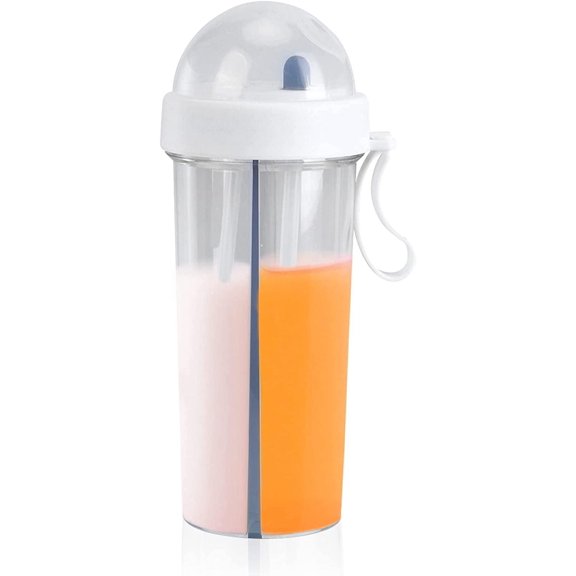 Double-Sided 20.3oz Couple Dual Use Water Bottle - Large 2 in 1 with Straw and Lid for Camping, Travel (White)