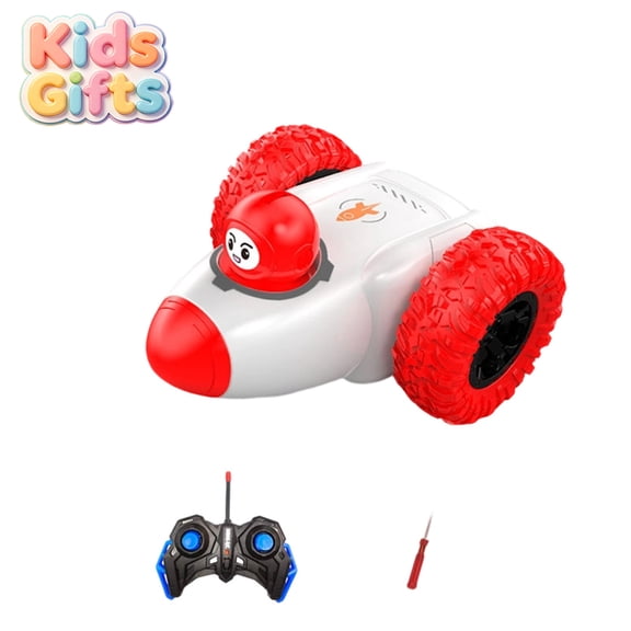 Double Sided 360° Rolling RC Stunt Rocket Car,Wireless Remote Control Off Road Toy with LED Lights & Sound, Anti-Collision Rubber Tire Vehicle, Christmas Birthday Gift for Kids Boys Girls Ages 3+