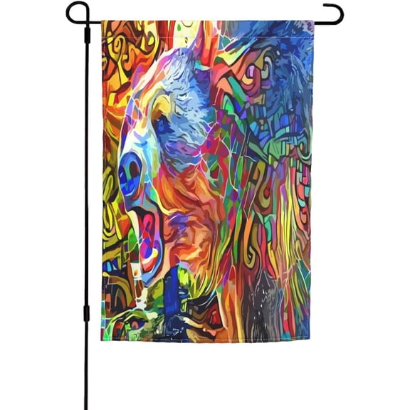 Double Sided Abstract Bear Garden Flag 12 x 18 Inch Outdoor Yard Welcome Banner Farmhouse Decor