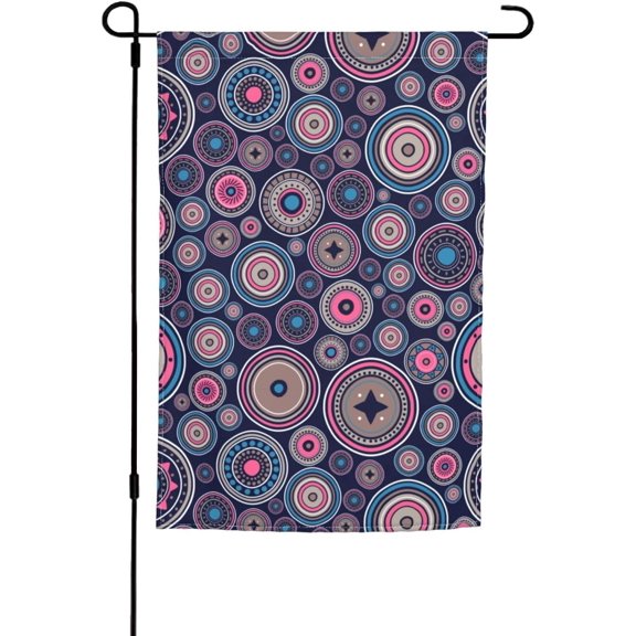 Double Sided Abstract Tribal Round Pattern Garden Flag 12x18 Inch Seasonal Farmhouse Yard Outdoor Decorative Banner