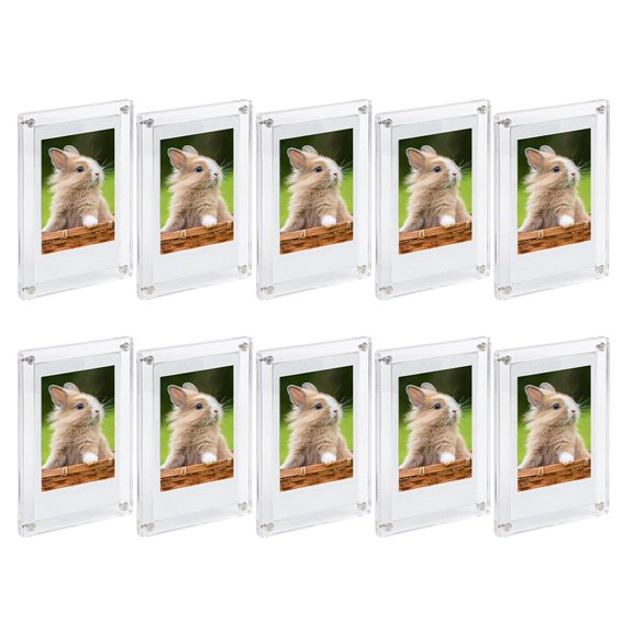 Double Sided Acrylic Magnetic Photo Frames Pack of 10 for Displaying Photos with Strong Magnetic Hold and Frameless Design, Suitable for Home or Office Decor (10 * 15cm)