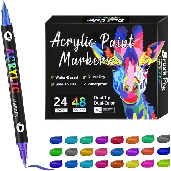 Double Sided Acrylic Markers 72 Colors for Drawing & Coloring
