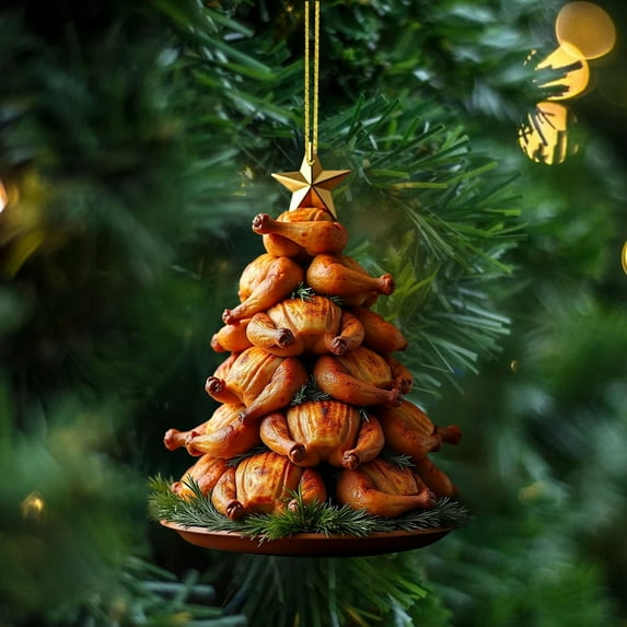 Double Sided Acrylic Turkey Christmas Ornament Wall Hanging for DIY Crafts Christmas Tree Decor Holiday Home Garden Thanksgiving and Christmas Seasonal Decoration Display, 2D