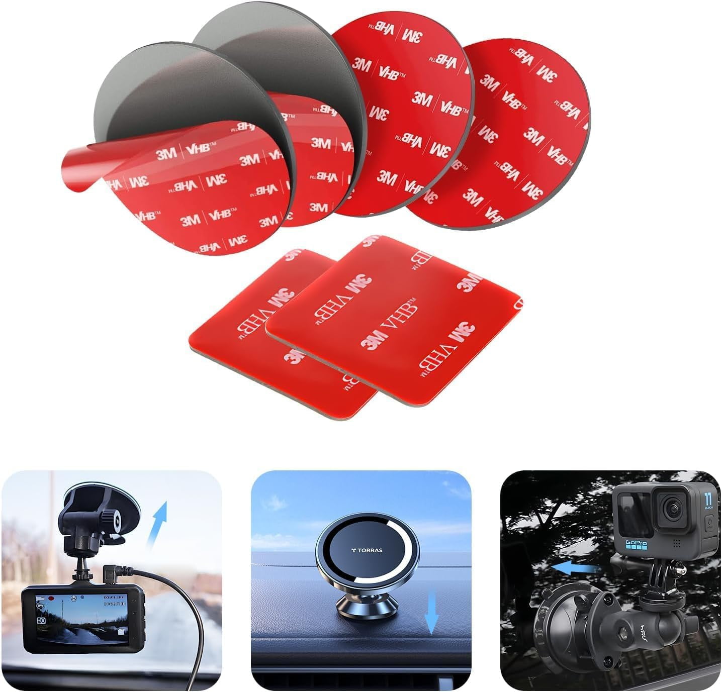 Double Sided Adhesive Pads.Sticky Dash Cam Mounting Tape.Car Mount