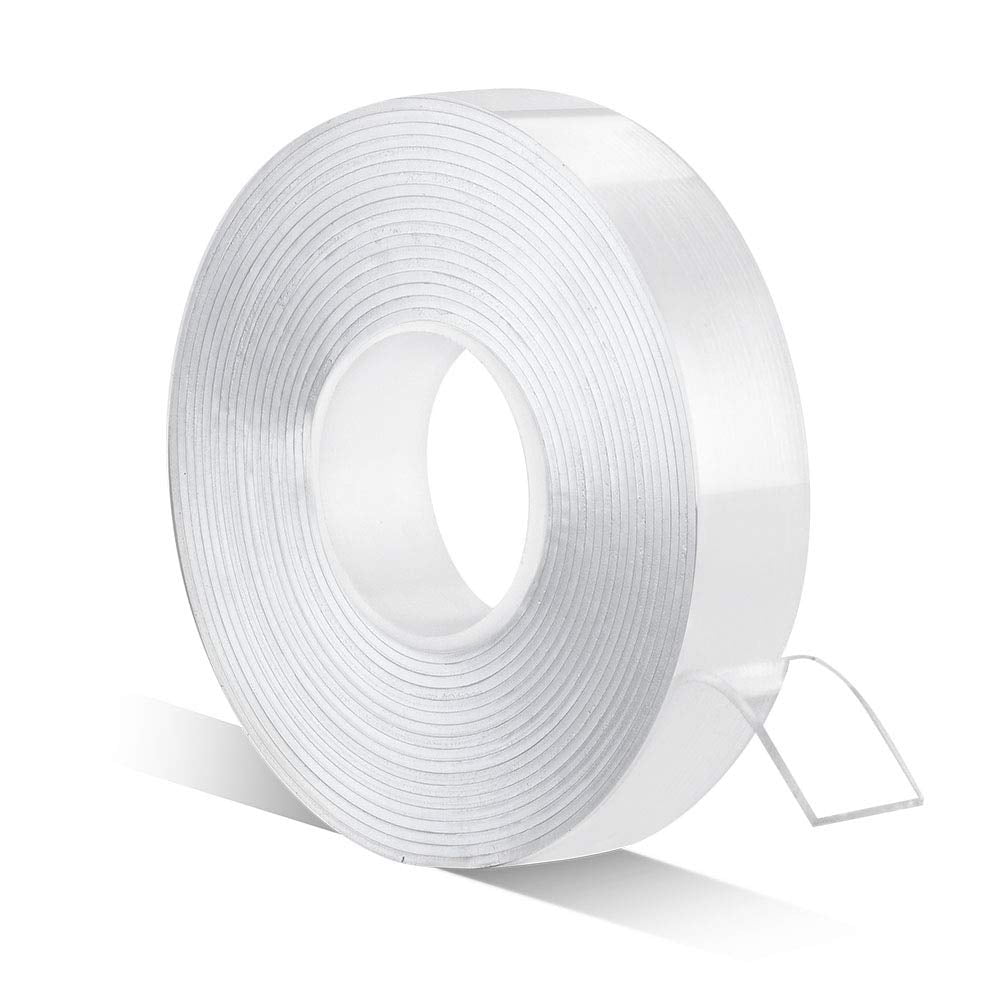 Double Sided Adhesive Tape 1/2inch 10ft Clear Double Sided Tape Heavy Duty Removable Strong Adhesive Mounting Tape No Residue Transparent Tape for Fixing Carpets Poster Craft (Pack of 1 Roll)