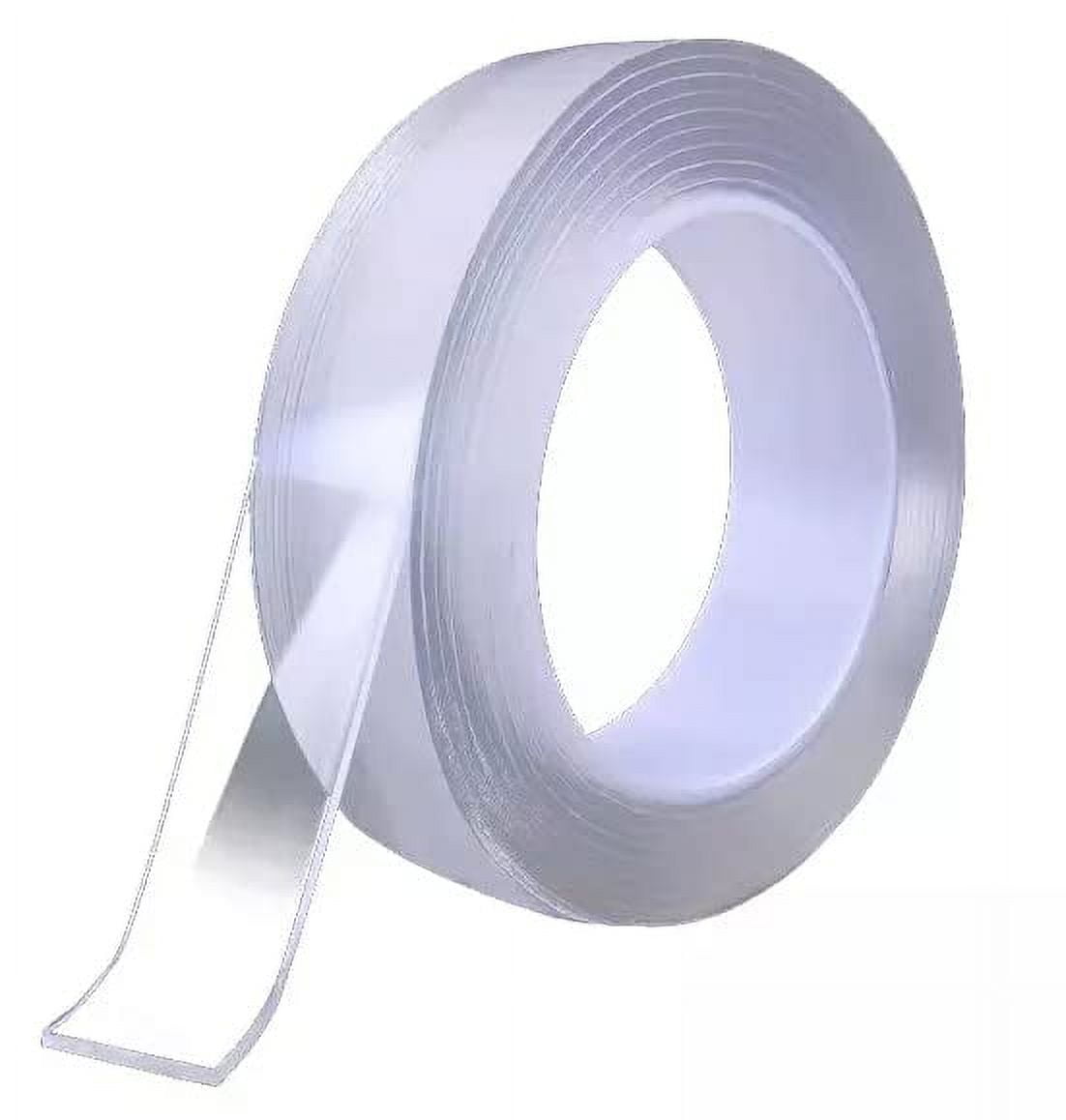 Double Sided Mounting Tape Heavy Duty, 2 Rolls Two Sided Strong Adhesive Strips, Removable Clear Sticky Tack for Wall Hanging, 34ft Washable Reusable