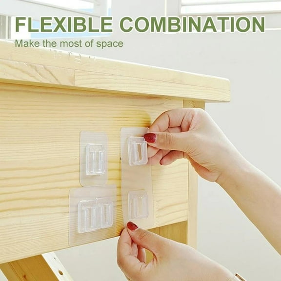 Double-Sided Wall Hooks | Heavy Duty Transparent No-Drill Reusable Utility Hangers | Waterproof Oilproof Self- Storage Hooks for Kitchen Bathroom Decor | 12 Pack | Up to 15kg per Set