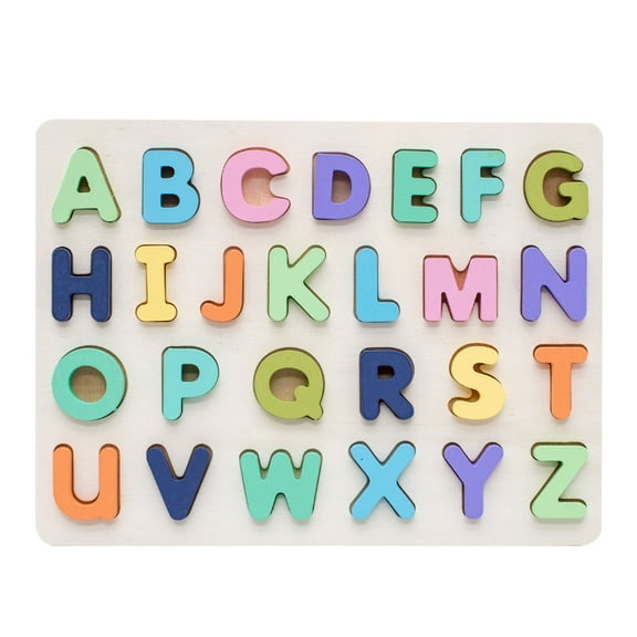 ​Double-Sided Alphabet & Numbers Wooden Puzzle - Jumbo Stackable Letter Blocks w/ Grain Texture ,Montessori Learning Tool Ages 4+​​ B