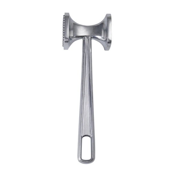 Double-Sided Aluminum Alloy Meat Hammer - Kitchen Tool for Chopping & Tenderizing Chicken, Steak, and Beef - Mirror Polished Finish, Comfortable Grip, Durable Design 7.5" Silver