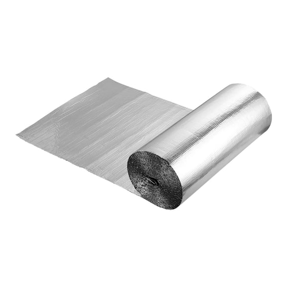 Double Sided Aluminum Foil Reflective Insulation Roll 6mm 48in x 100ft Dual Layer Air Bubble Radiant Barrier for Garage Window Roof Thermal Shield