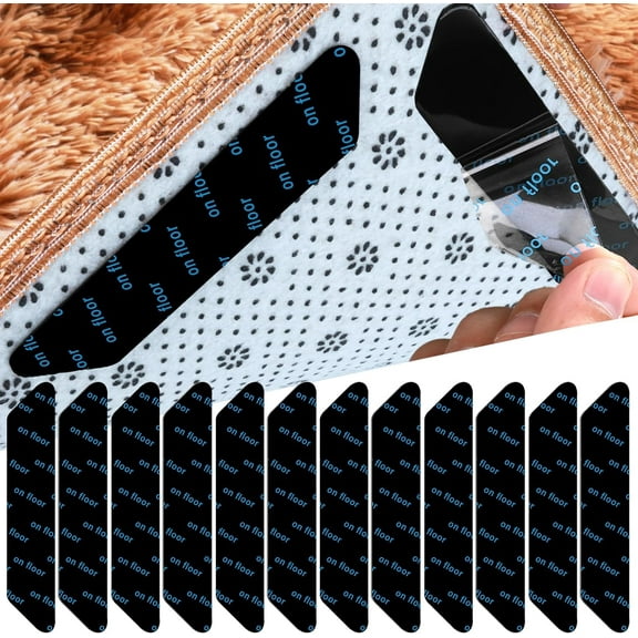 Double Sided Anti Slip Rug Grippers, 20 Pcs Reusable Non-Slip Rug Pads Area Rug Corner Side Gripper Washable Carpet Tape Rug Grip Stickers for Hardwood Floor