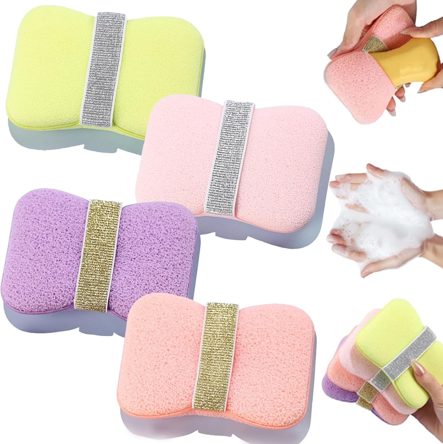 Double-Sided Bath Foaming Bag, 2025 New Bath Sponge Soap Pouch, 2-in-1 ...