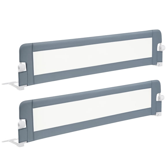 Double Sided Bed Rail Guard 2 Pack Extra Long Swing Down For Convertible Folding Safety Bedrail Full Size Queen King Mattress Rails (light Gray 71")