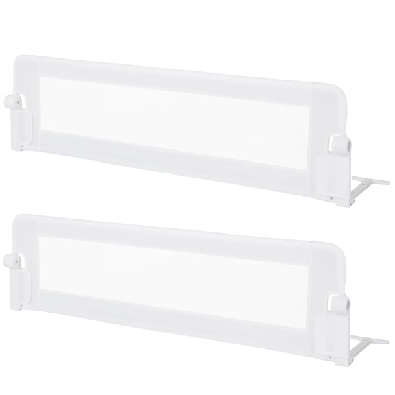 Double Sided Bed Rail Guard  2 Pack Extra Long Swing Down For Convertible Folding Safety Bedrail Full Size Queen King Mattress Rails (white 60")