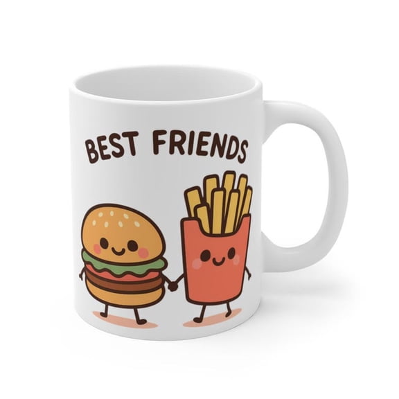 Double Sided Best Friend Mug Burger Fries Coffee Cup Cute BFF Gift Funny Foodie F11RIENDS1Hip Cute mug Fun Kitchen DE1cor KawaI1I Mug