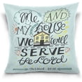thumbnail image 1 of Double Sided Bible Verse We Will Serve The Lord Christian Scripture Polyester Velvet Square Cover Cushion Covers 16 x 16 Inch Pillow Slip Covers Decorative, 1 of 2