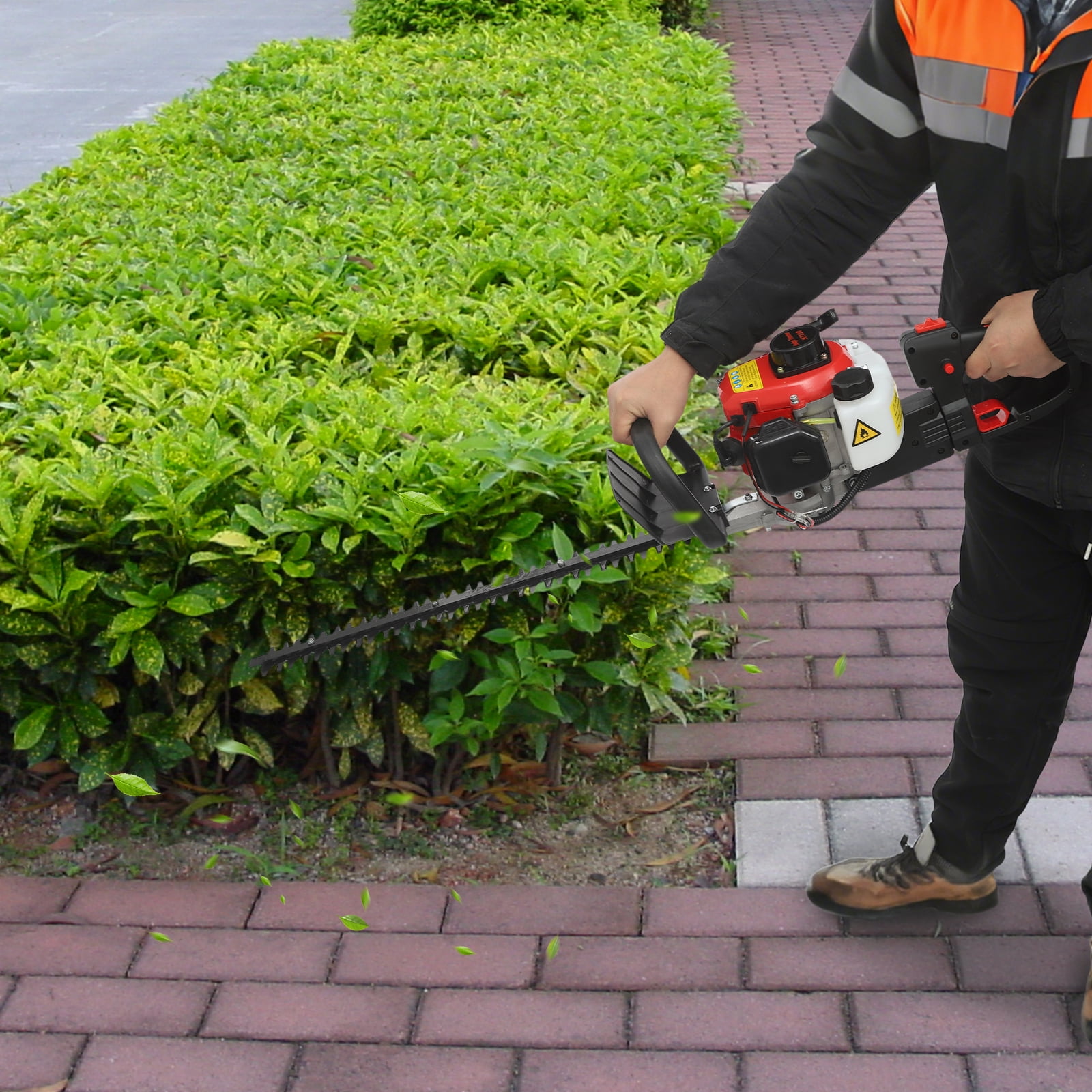 Double-Sided Blade Petrol Hedge Trimmer, 2-Stroke 22.5cc Gas Powered Hedge Cutter, Cordless Lightweight Ergonomic Handle, Air-Cooled Single Cylinder for Garden Outdoor