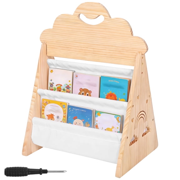 Double Sided Bookshelf 2 Tier Book Shelf Wooden Bookshelf Book Display Shelf