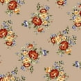 thumbnail image 1 of Double-Sided Brushed DTY Stretch Fabric, Watercolor Floral Design, 15 Yards, Taupe Peach Blue, 1 of 2