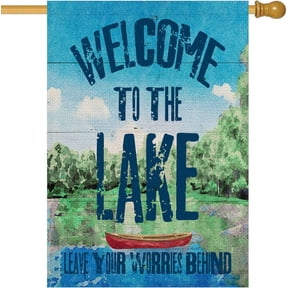 Double Sided Burlap Lake House Garden Flag 28 x 40 Inch Vertical Outdoor Decoration